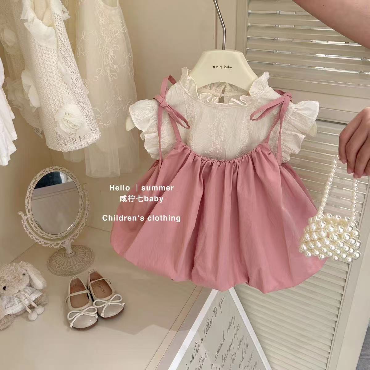 Baby Girl Suspender Dress Set  - Baby Clothing Korea review and price